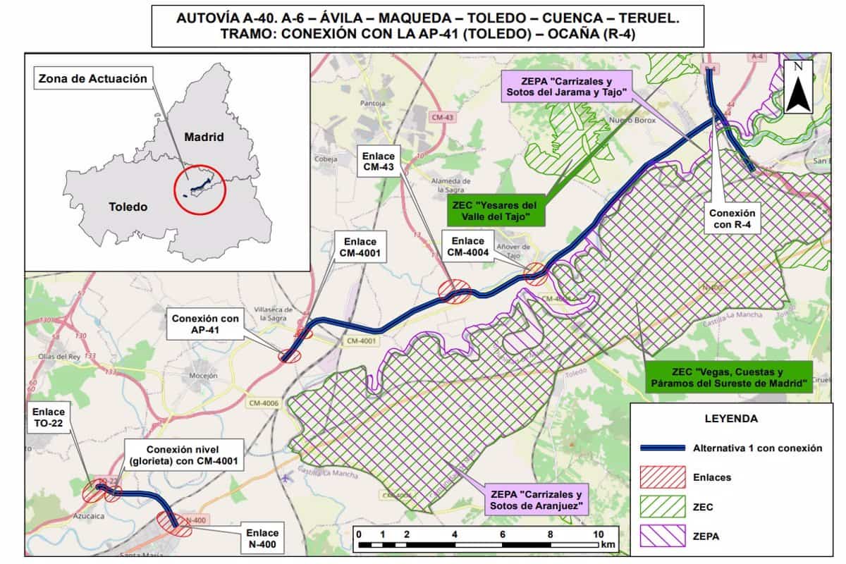 Transición Ecológica autoriza el estudio informativo de la A-40 entre Toledo y Ocaña presentado por el Mitma