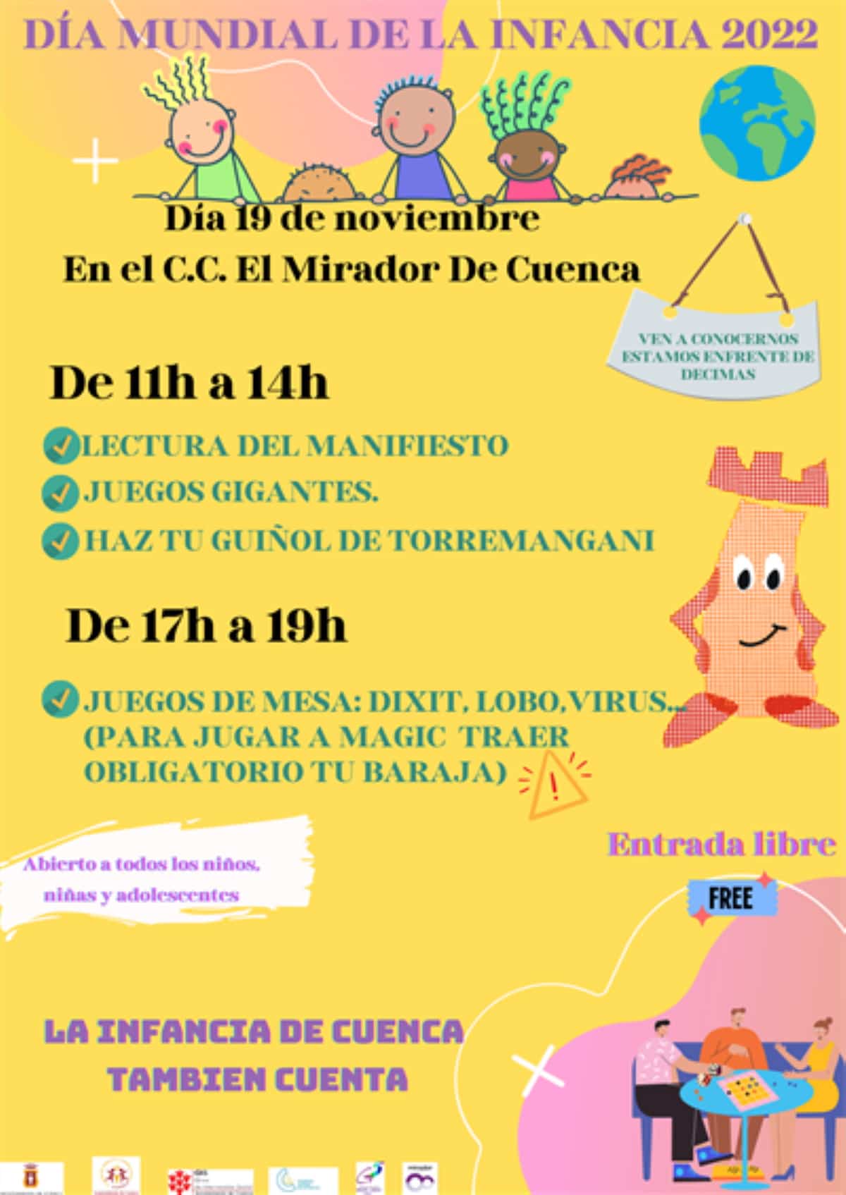 Este domingo la Torre de Mangana lucirá de color azul y animan a pequeños y mayores a publicar su foto con el edificio iluminado con el hashtag #lainfanciadeCuencatambiéncuenta