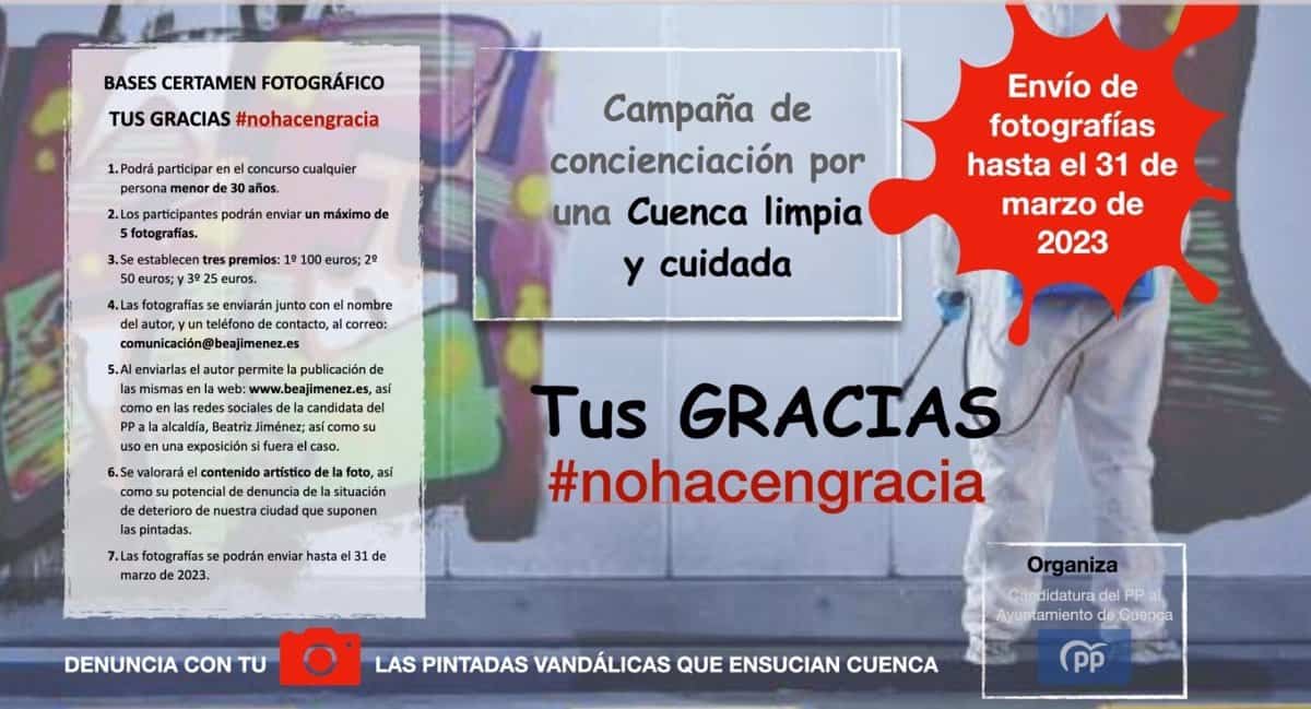 El Ayuntamiento de Cuenca presenta el concurso fotográfico ‘Tus gracias #nohacengracia’ como denuncia de la «suciedad y abandono» en la ciudad.