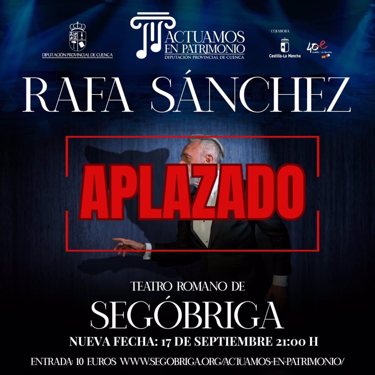Aplazado concierto de Rafa Sánchez en Segóbriga debido a lluvias; OBK sigue adelante con su actuación