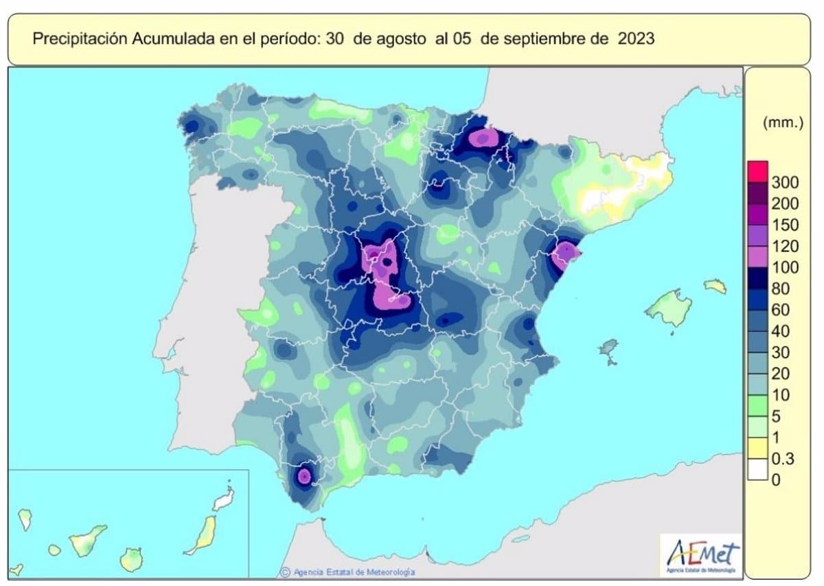 Las precipitaciones de la DANA reducen el déficit hidrológico en la Península en un 4%