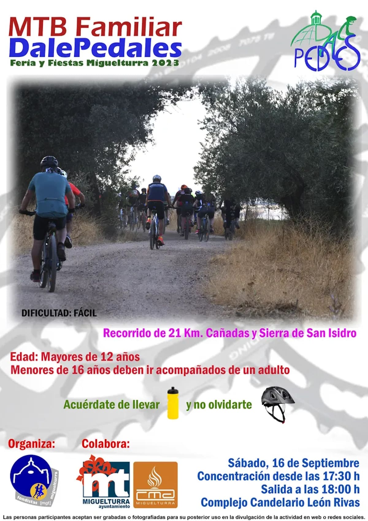 Ruta especial MTB (bicicleta de montaña) familiar DalePedales por la Feria y Fiestas de Miguelturra el 16 de septiembre
