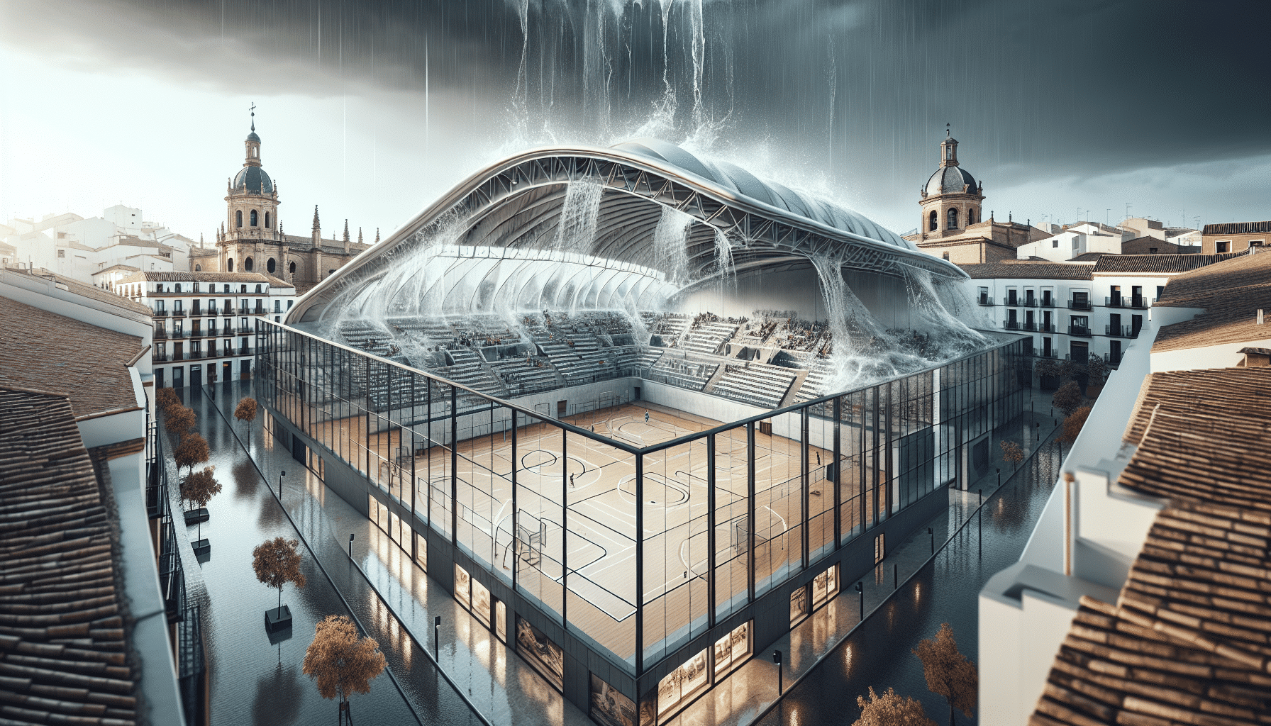 El pabellón polideportivo El Sargal de Cuenca presenta graves goteras tras las tormentas